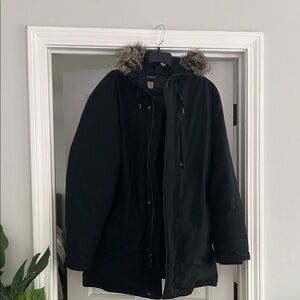 Michael Kors Black Puffer Jacket with Faux Fur Hood